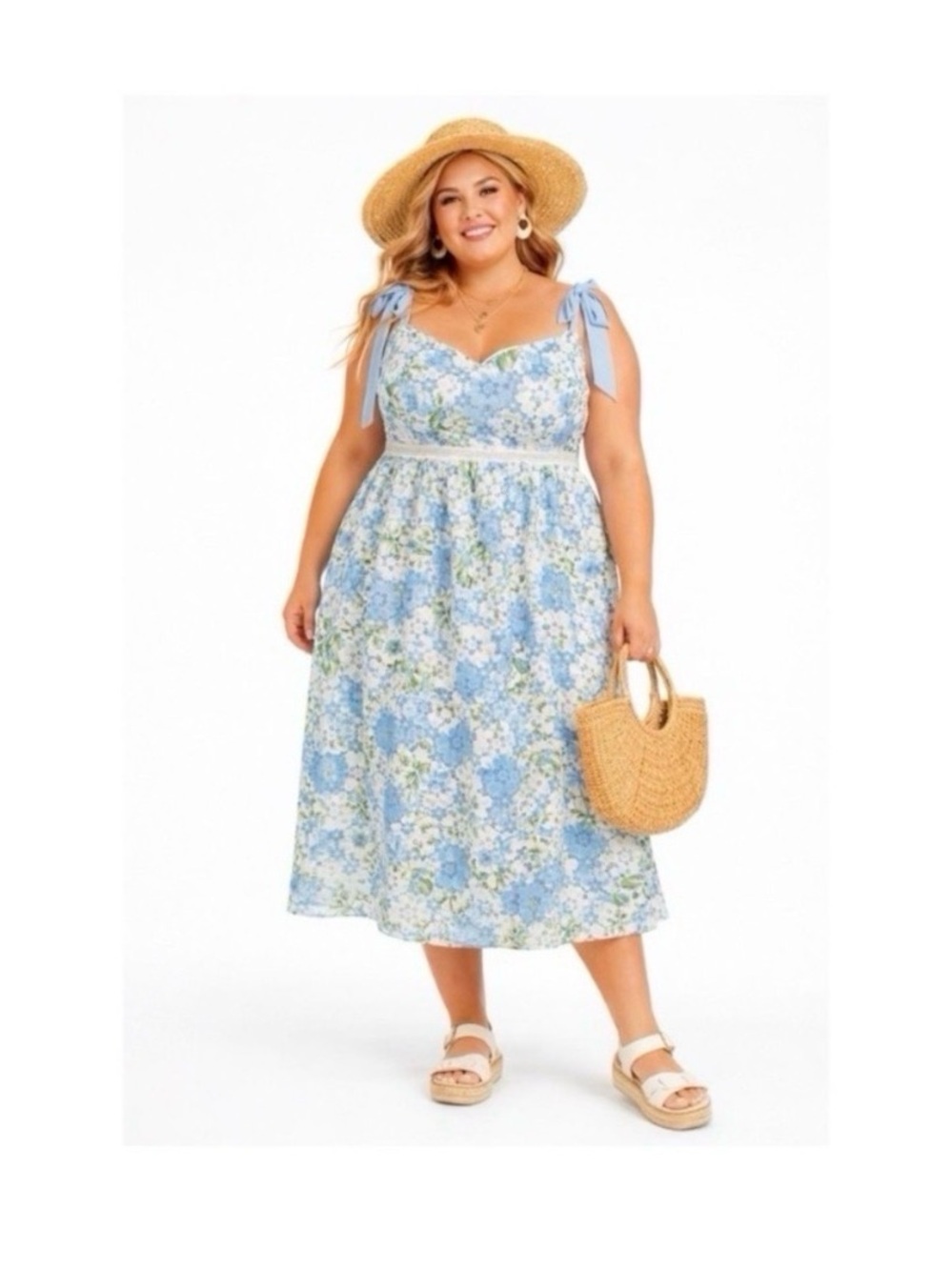 ARULA Altar’d State White Floral Lace Midi Dress - Picture 2 of 7